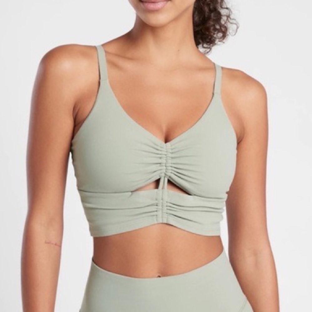 Athleta A-C Cup Cinch Longline Sage Green Sports Bra Small